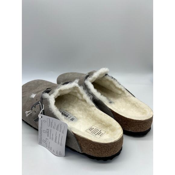 Birkenstock Boston Shearling Stone Coin Suede Leather Men's Size 12 New - Picture 8 of 16